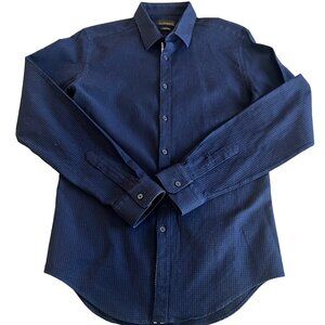 Black Tag by Zara Man Mens Medium Long Sleeve Button Down Blue Waffle Knit Shirt